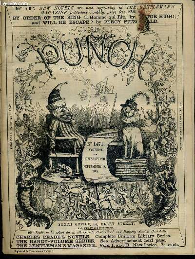 PUNCH OR THE LONDON CHARIVARI - N1471 - VOLUME THE FIFTY-SEVENTH - SEPTEMBER 18, 1869 - caution to trespassers !, more happy thoughts, our sea-side swindle, sic vos non vobis, big bogey in ireland, worcester sauce, recent cruelty to animals...
