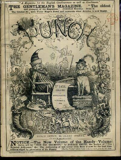 PUNCH OR THE LONDON CHARIVARI - N1473 - VOLUME THE FIFTY-SEVENTH - OCTOBER 2, 1869 - a verdict on vaccination, more gorilla, ohney out of the rock, occasional sonnets, slavery in suffolk, non poss !..