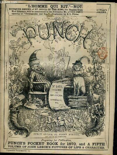 PUNCH OR THE LONDON CHARIVARI - N1475 - VOLUME THE FIFTY-SEVENTH - OCTOBER 16, 1869 - london assurance, what gladstone makes well, clerical common sense !, the professions in petticoats, bob and the bobby, or only his fun,