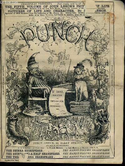 PUNCH OR THE LONDON CHARIVARI - N1483 - VOLUME THE FIFTY-SEVENTH - DECEMBER 11, 1869 - a sweet little cherub at its post, economical counsel, putting us in our place, the empress in turkey, punch on thwaites, neighbours in council, more happy thoughts..