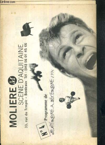 MOLIERE-SCENE D'AQUITAINE - N4 - PROGRAMME DE SEPTEMBRE A DECEMBRE 1996