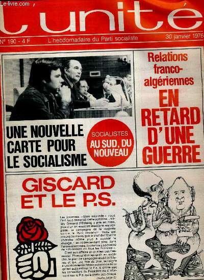 L'UNITE N 190 - HEBDOMADAIRE SOCIALISTE - 30 JANVIER 1976 - EN PISTE POUR LE VIIe PLAN - ARMEE. DEUX MOIS DE CHASSE AUX SORCIERES PAR JEAN-LOUP REVERIER - PC.F. QUASI UNANIME PAR ANTOINE VIOLET...