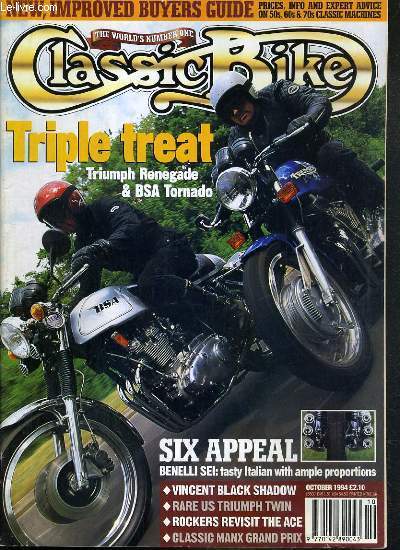 CLASSIC BIKE - N 177 - OCTOBER 1994 - THE WORLD'S NUMBER ONE - ROAD TEST.TORNADO & RENEGADE - 1953 998cc VINCENT BLACK SHADOW - VINCENT TESTERS RIDE AGAIN - 1957 197cc TWN CORNET...