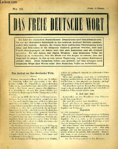 DAS FREIE DEUTSCHE WORT - N10 - TEXTE EXCLUSIVEMENT EN ALLEMAND.