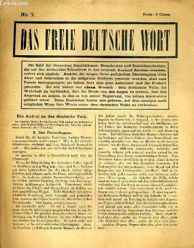 DAS FREIE DEUTSCHE WORT - N7 - TEXTE EXCLUSIVEMENT EN ALLEMAND