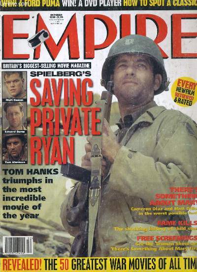 EMPIRE - N 112 - OCTOBER 1998 - SPIELBERG'S SAVING PRIVATE RYAN - TOM HANKS TRIUMPHS IN THE MOST INCREDIBLE MOVIE OF THE YEAR - how much is a pint of milk? this months name is michael caine, front desk, profiles, natasha..TEXTE EXCLUSIVEMENT EN ANGLAIS