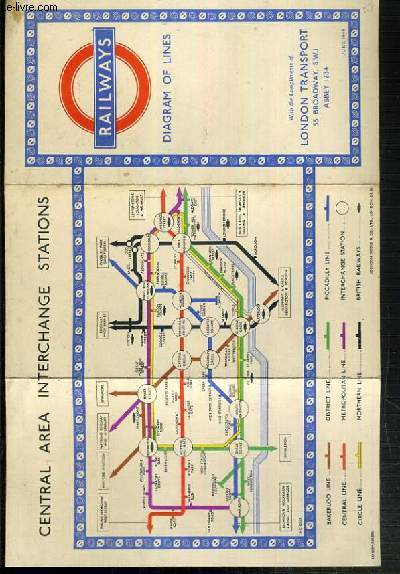 PLAN EN COULEUR - RAILWAYS - DIAGRAM OF LINES - WITH THE COMPLIMENTS OF LONDON TRANSPORT - JUIN 1949