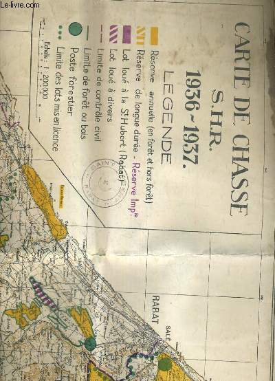 CARTE DE CHASSE - MAROC - S.H.R. - 1936-1937 - ECHELLE DE 1: 200.000