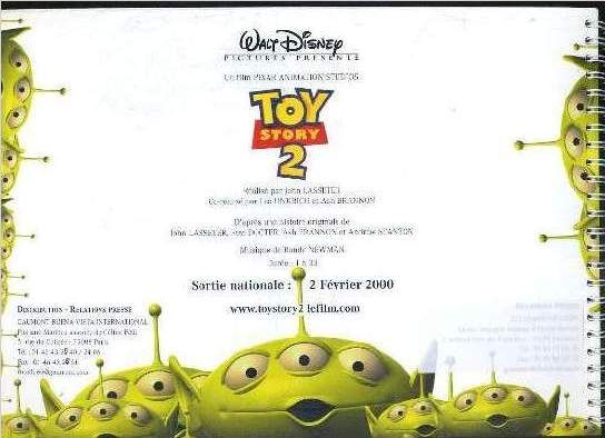 PLAQUETTE DE FILM - TOY STORY 2 - un film de john lasseter, lee unrich et ash brannon