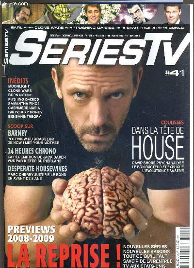 SERIES TV - N41 - DECEMBRE/JANVIER 2009 - DANS LA TETE DE HOUSE - PREVIEWS 2008-2009 LA REPRISE! - david boreanaz, zachary quinto, nadine velasquez, neil patrick harris, comment sauver heroes, the shield rend son badge, zoom sur fringe, 24 heures chrono,