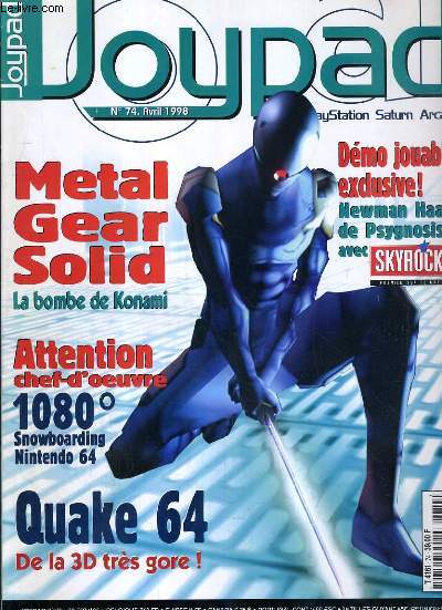 JOYPAD - N 74 - AVRIL 1998 - METAL GEAR SOLID - cruis'n USA, quake 64, 1080 snowboarding, battle geragga, shiroki majo, brahma force...+ 1 CD DEMO PLAYSTATION NEWMAN HAAS RACING INCLUS.