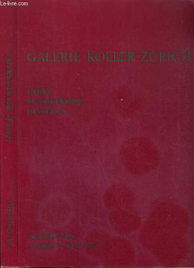 MOBEL KUNSTGEWERBE HELVETICA - GALERIE KOLLER ZURICH - AUKTION 42/1 - 25 OKT. - 7. NOV . 1979 - TEXTE PRINCIPALEMENT EN ALLEMAND