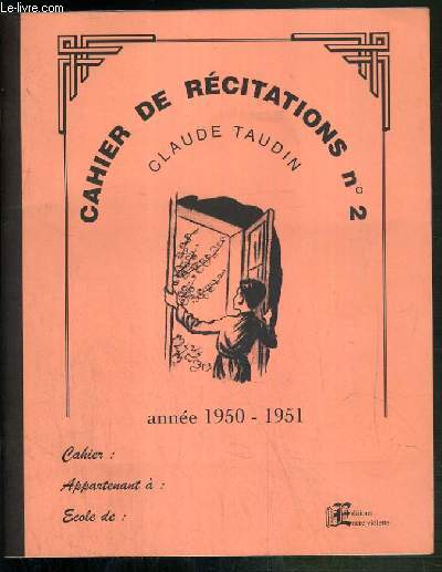 CAHIER DE RECITATION N2 - ANNEE 1950-1951