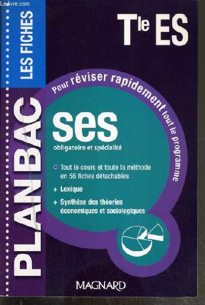 SES - OBLIGATOIRE ET SPECIALITE - PLAN BAC - LES FICHES - Tle ES