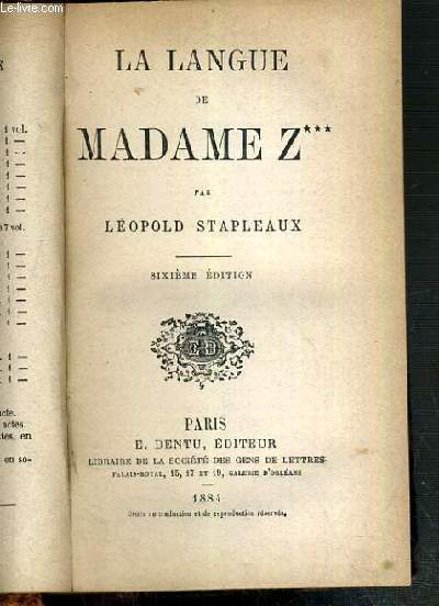 LA LANGUE DE MADAME Z***