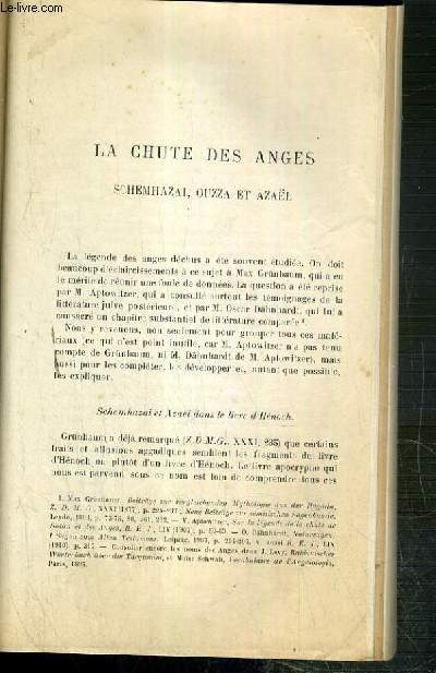 REVUE DU MONDE INVISIBLE - LA CHUTE DES ANGES - SCHEMHAZAI, OUZZA ET AZAEL