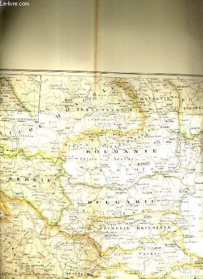 CARTE DE LA PENINSULE DES BALKANS (extraite de l'Atlas de E. LEVASSEUR, Pl 34) / BAS-DANUBE et PENINSULE PALASGIQUE (ROUMANIE, SERBIE, BULGARIE, MONTENEGRO, TURQUIE, GRECE) - ECHELLE: 1:3 500 000