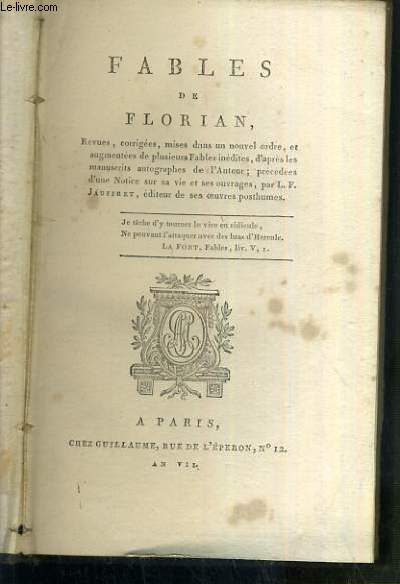 FABLES DE FLORIAN - OEUVRES DE FLORIAN