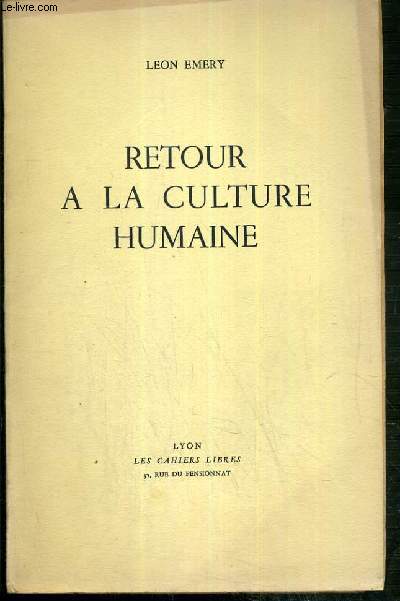 RETOUR A LA CULTURE HUMAINE