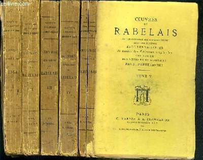 OEUVRES DE RABELAIS - 5 TOMES - I + II + III + IV + V