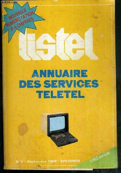 LISTEL - N4 - SEPTEMBRE 1986 - ANNUAIRE DES SERVICES TELETEL
