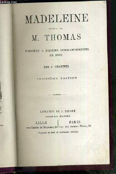 MADELEINE SUIVIE DE M. THOMAS - NEUVIEME ET DIXIEME COMMANDEMENTS DE DIEU - 3eme EDITION