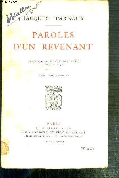 PAROLES D'UN REVENANT.