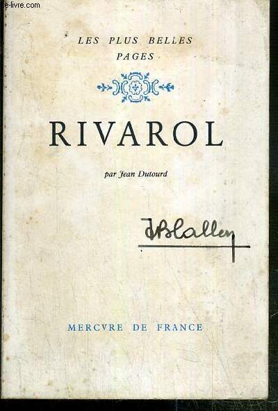 RIVAROL / COLLECTION LES PLUS BELLES PAGES.