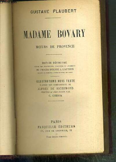 MADAME BOVARY - MOEURS DE PROVINCE - EDITION DEFINITIVE
