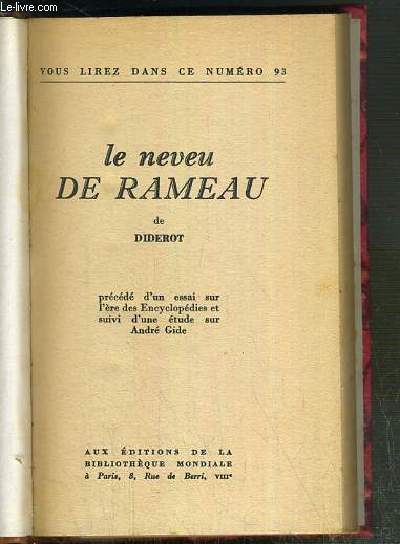 LE NEVEU DE RAMEAU / COLLECTION VOUS LIREZ DANS CE NUMERO 93