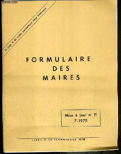 FORMULAIRE DES MAIRES - MISE A JOUR N11 - 7-1979