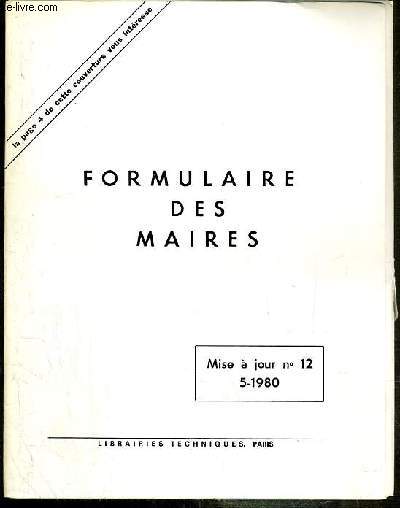 FORMULAIRE DES MAIRES - MISE A JOUR N12 - 5-1980