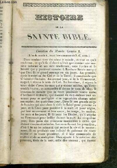 HISTOIRE DE SAINTE BIBLE