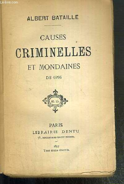 CAUSES CRIMINELLES ET MONDAINES DE 1896