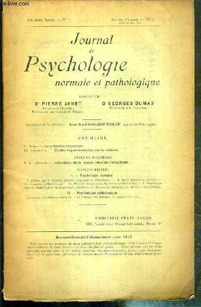 JOURNAL DE PSYCHOLOGIE NORMALE ET PATHOLOGIQUE - N1 - JANVIER-FEVRIER 1915 - DOUZIEME ANNEE.