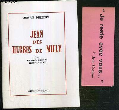 JEAN DES HERBES DE MILLY - ENVOI DE L'AUTEUR