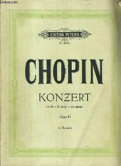 KONZET - E MOLL - E MINOR - MI MINEUR - OPUS 11 (V. POZNIAK) / EDITION PETERS Nr. 2895 a