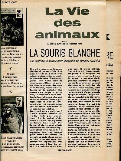 LA VIE DES ANIMAUX : la souris blanche / la torture terrestre / le busard saint -martin etc...