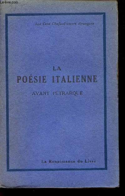 LA POESIE ITALIENNE AVANT PETRARQUE