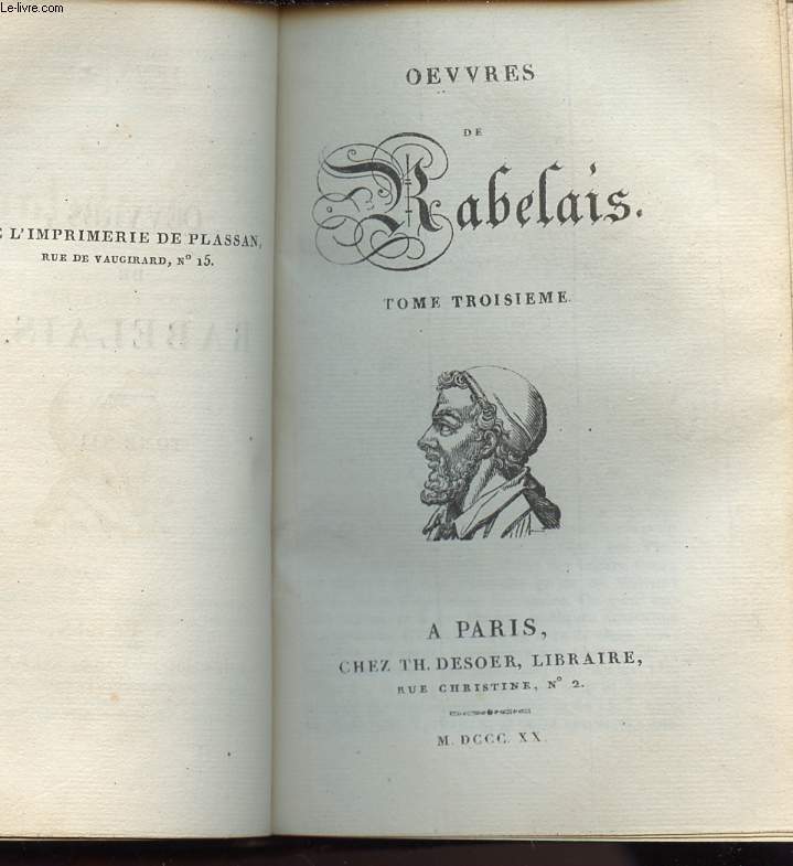 OEUVRES DE FRANCOIS RABELAIS - EN 1 SEUL VOLUME : TOMES 1+2+3