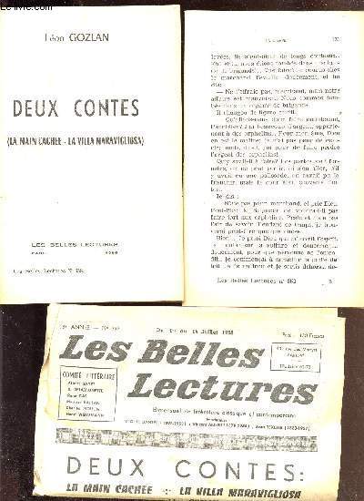 LES BELLES LECTURES - N 352 - DU 1ER AU 14 JUILLET 1958 / 2 contes : La main cache, la villa maravigliosa, la steppe....