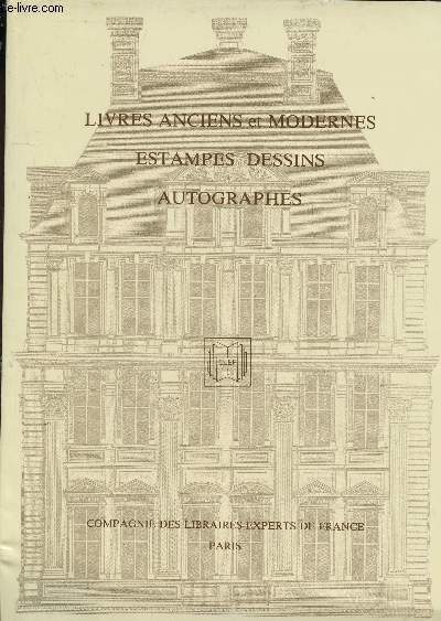 Catalogue de vente, Paris 1993 : livres anciens et modernes, estampes dessins, autographes