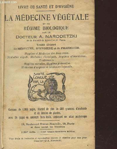 La mdecine vgtale et le rgime biologique. Trait illustr de mdecine, d'hygine et de pharmacie. (Collection : 