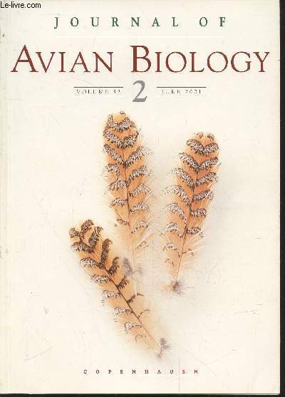 Journal of Avian Biology Volume 32 n2 June 2001. Sommaire : Molecular evidence for phylogenetic relationships among buntings and American sparrows by A.Grapputo - The orientation system and migration pattern of long-distance migrants etc.
