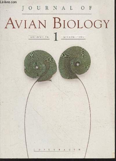 Journal of Avian Biology Volume 26 n1 March 1995. Sommaire : Altruism as a handicap the limitations of kin selection and reciprocity by A.Zahavi - Intersexual niche differentation field data on the Great Tit Parus major by R.Prybylo - etc.