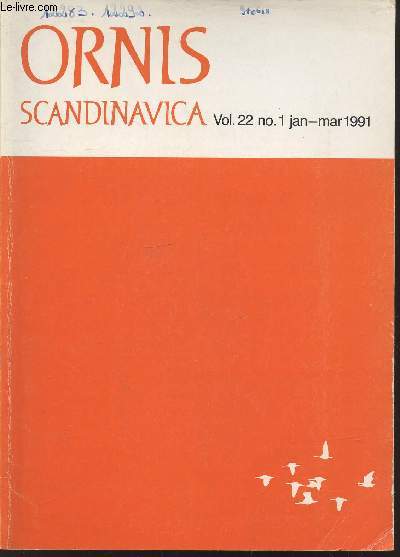 Ornis Scandinavica Vol 22 n1 Jan-Mar 1991. Sommaire : Geographic variation in sex ratios of wintering American Kestrels Falco Sparverius by T.W.Arnold - Population dynamics of Common Guillemots Ura aalge on Skomer Island, Wales by T.R.Birkhead - etc.