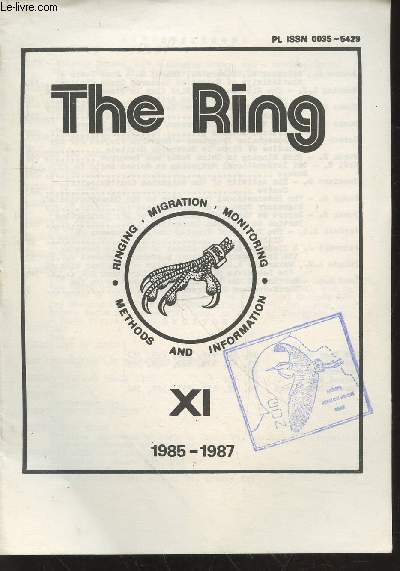 The Ring : Ringing, migration, monitoring - Methods and information. nXI 1985-1987. Sommaire : Subject index - Reviews -