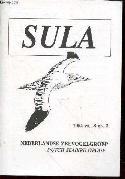 Sula Vol. 8 n3 - 1994. Sommaire : Oprichting Cormorant Research Group - Vondsten van Jagers : een oproep - Het voedsel van Aalscholvers Phalacrocorax carbo op Terschelling in de nazomer - etc.