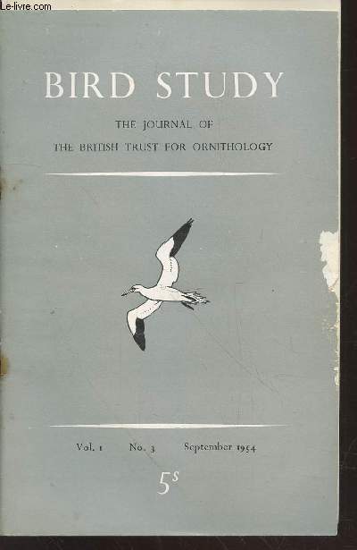 Bird Study Vol 1 n1 September 1954 : The journal of the British Trust for Ornithology. Sommaire : The breeding distribution and habitats of the pied flycatcher (Musicapa hypoleuca) in Britain - The Distribution 1676-1939 and 1940-1952 - etc.