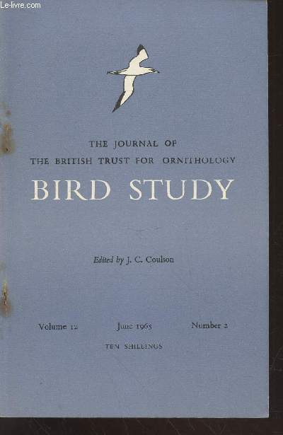 Bird Study Vol 12 n2 June 1965 : The journal of the British Trust for Ornithology. Sommaire : The Peregrine situation in Great Britain 1963-64 - The breedinf distribution of the Stonechat in Britain and the causes of its decline - etc.